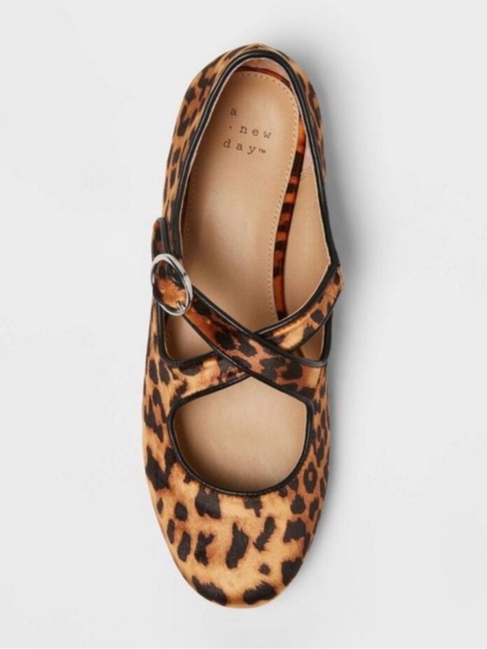 A New Day | Tamsin Leopard Print Cross-Strap Mary Jane Flats Size 8 NIB